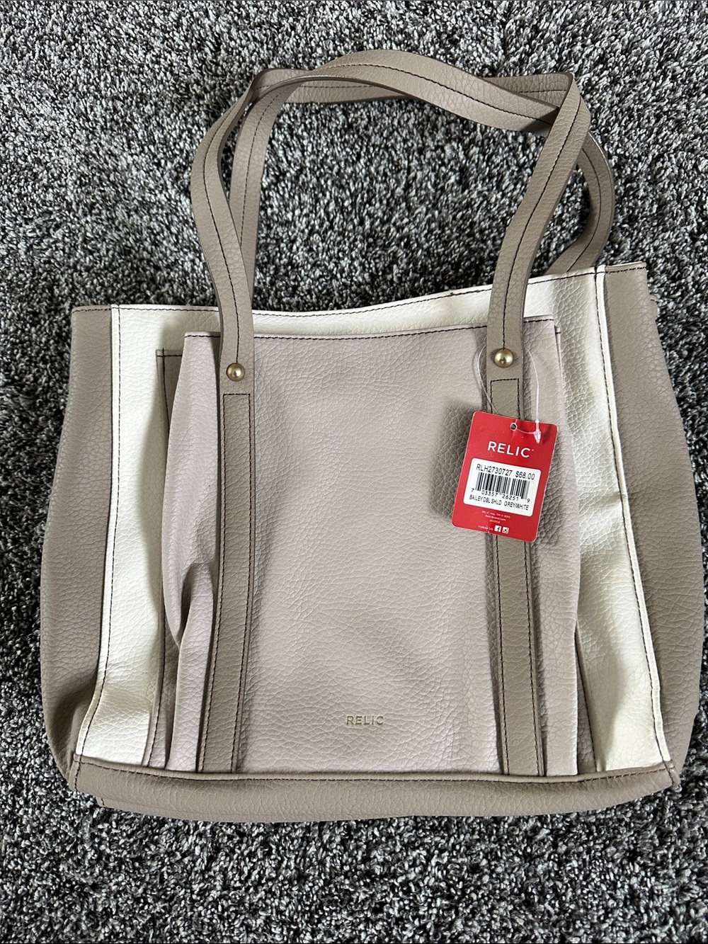 Relic Beige & Cream Two-Tone Pebbled Tote